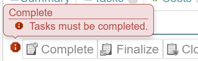 Red Info Button on Complete Button